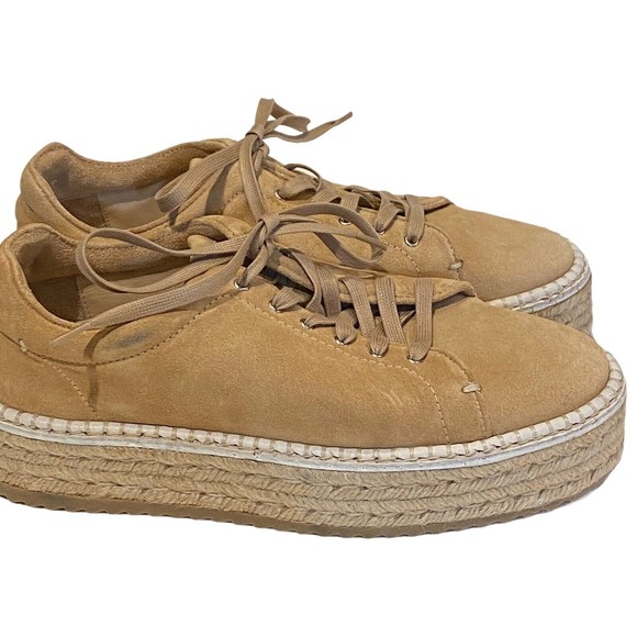 RAG & BONE Kent Espadrille Platform Sneakers Dune Tan Suede Womens Size 37 - Picture 5 of 12